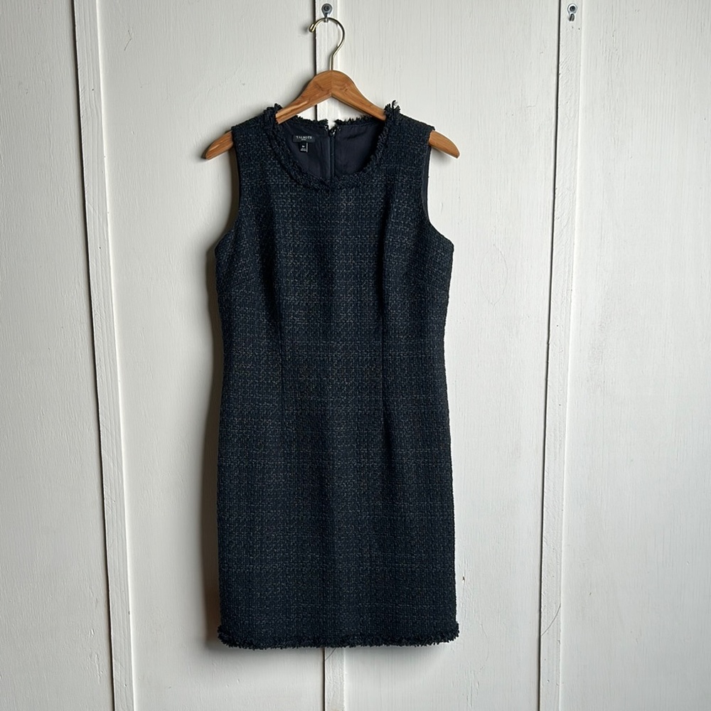 Talbots Black Sheath Midi Dress Sleeveless Crew Neck